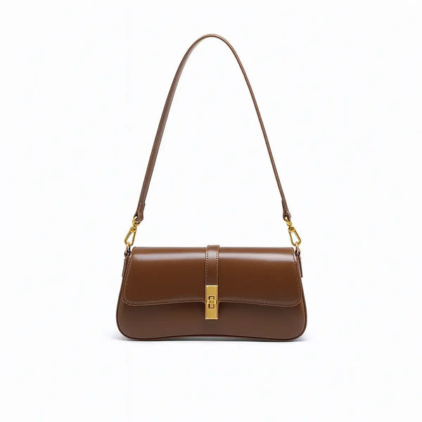 Bolsa Baguete Marrom com Fecho | Alça Ombro