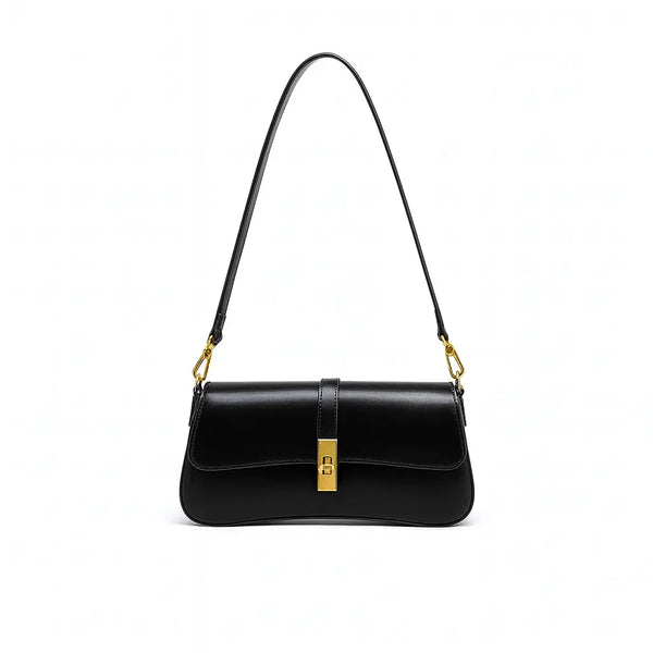 Bolsa Baguete Preta com Fecho | Alça Ombro