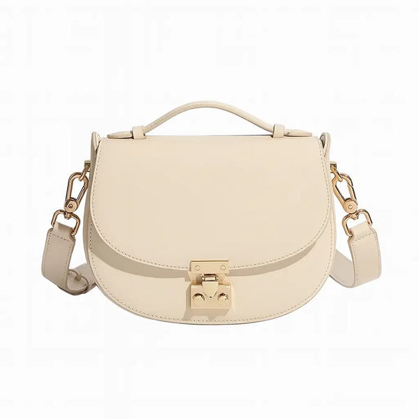 Bolsa Feminina Redonda Off-White com Alça Transversal Ajustável
