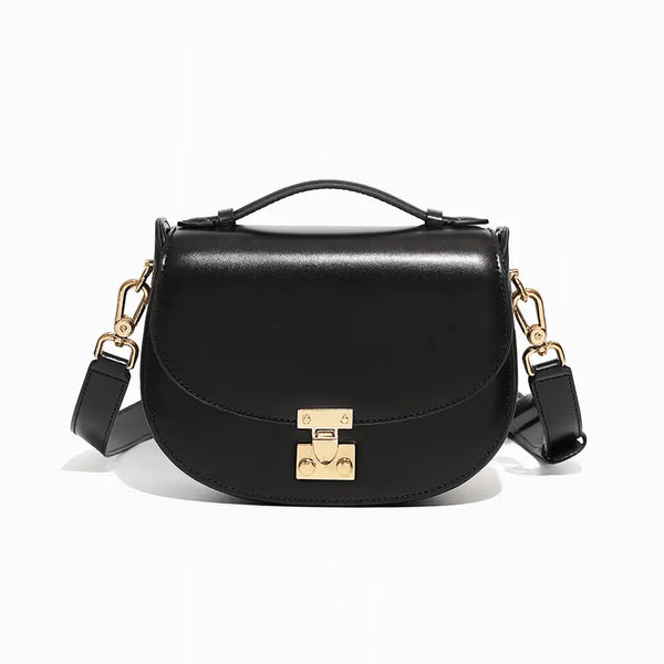 Bolsa Feminina Redonda Preta com Alça Transversal Ajustável